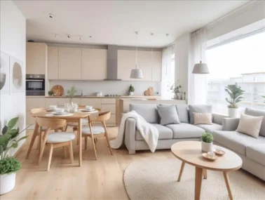 Open-plan kitchen and living area in a modern semi-detached home