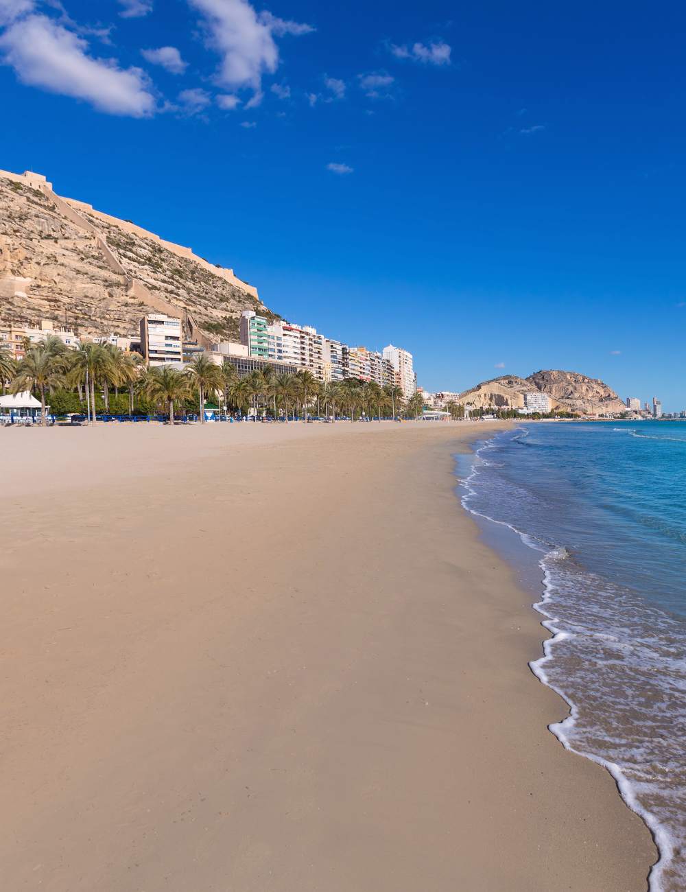 Alicante beach with sea views and Santa Bárbara Castle backdrop