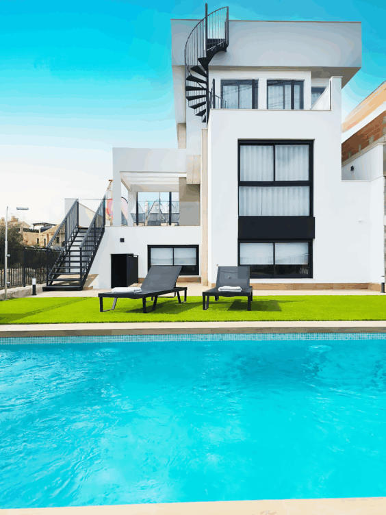 Villas de obra nueva con piscina privada y ascensor