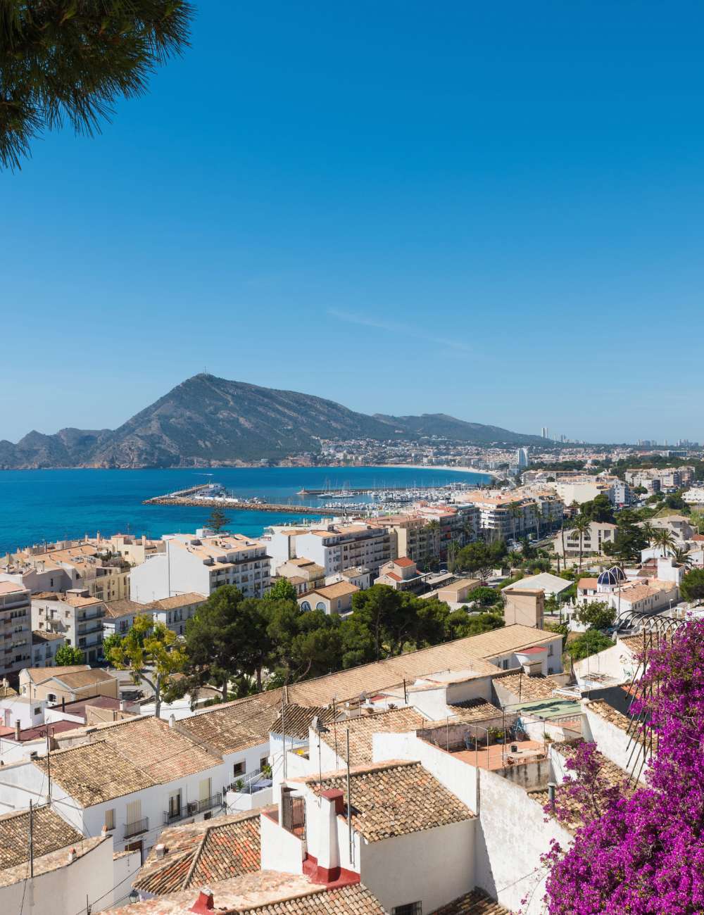 Panoramic view of Altea’s coastline with the Sierra de Bernia in the background