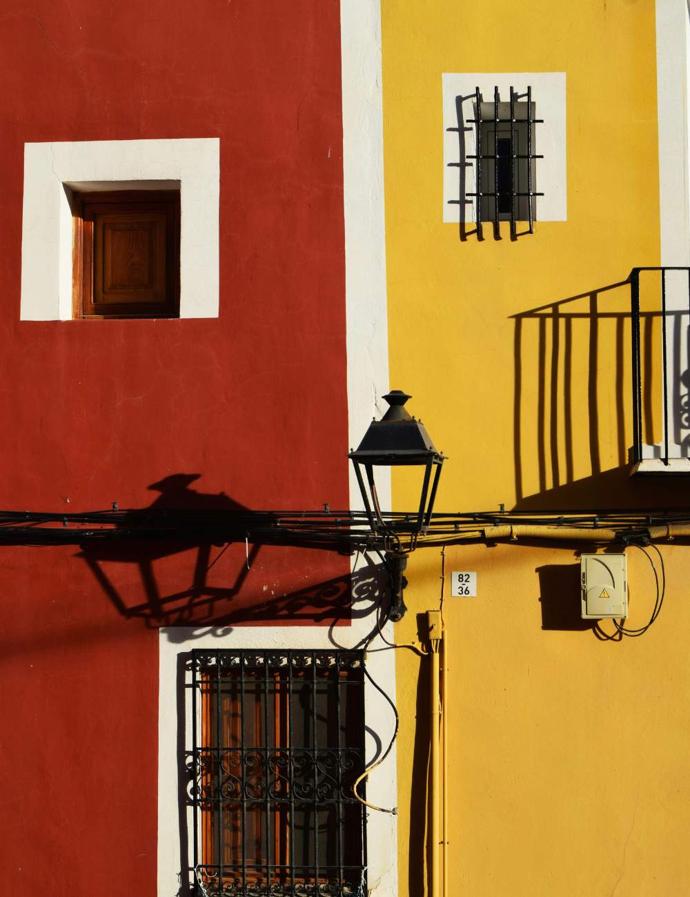 Close-up of colourful facades in Villajoyosa's historic centre