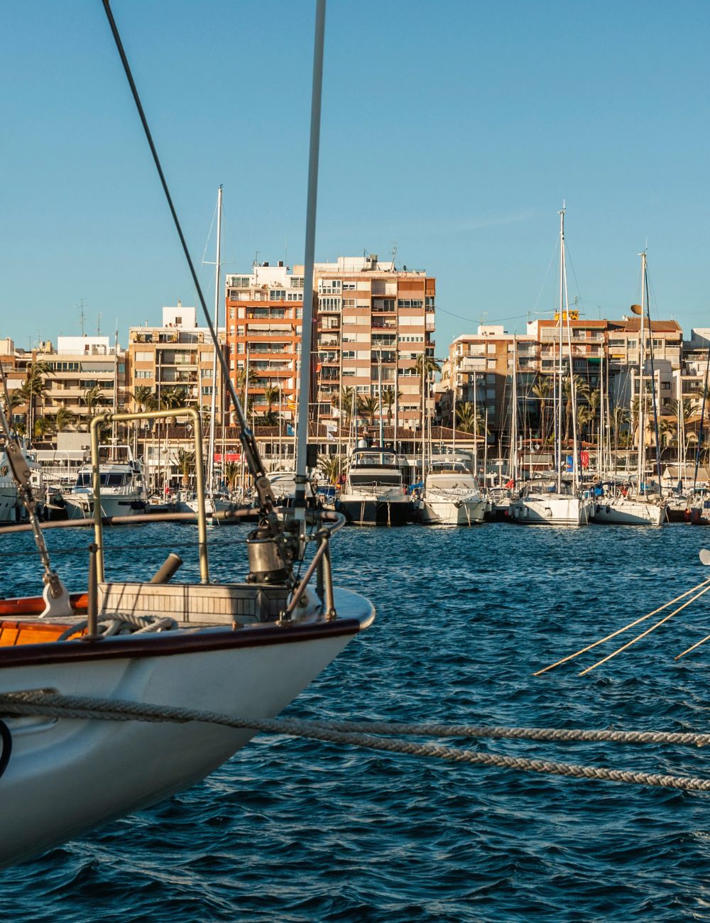 Fishing boats and yachts moored in Torrevieja marina